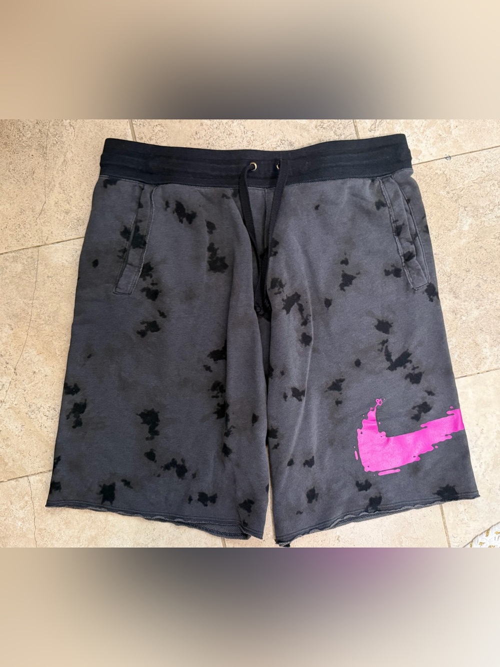 Nike Men's Athletic Shorts Black with Pink Swoosh